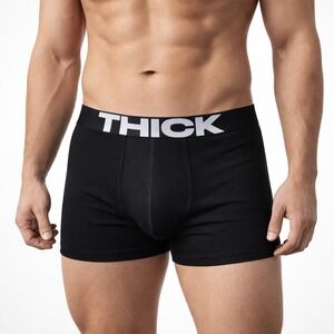 Andrew Christian THICK S (31-33) Mens Boxer Briefs Black 92941 Cotton Trunk New
